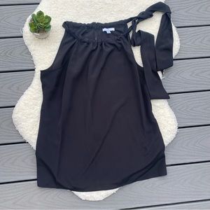 Halston black tie neck tank top